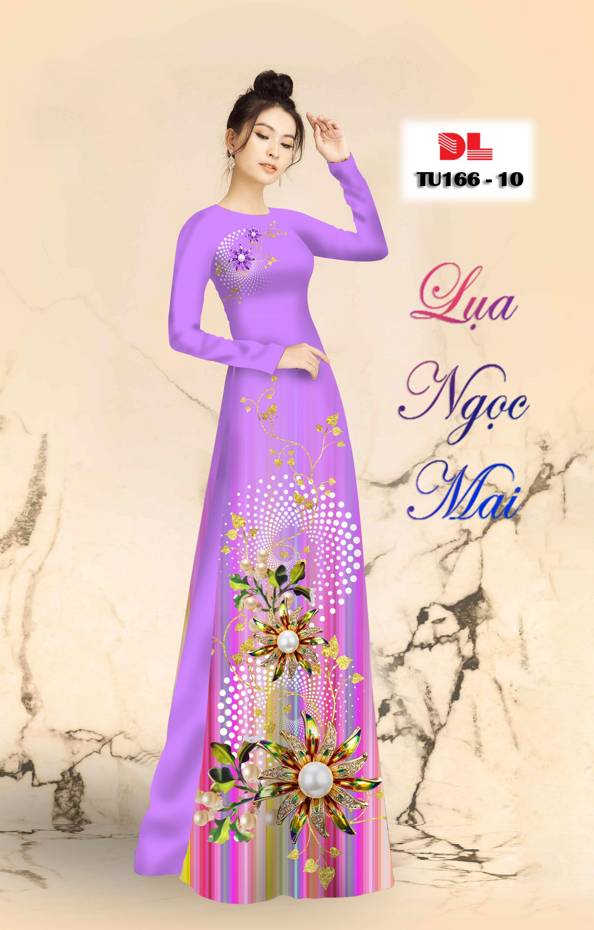 Vải Áo Dài Hoa in 3D Độc Đáo AD TU166 25 Vải Áo Dài Hoa in 3D Độc Đáo AD TU166