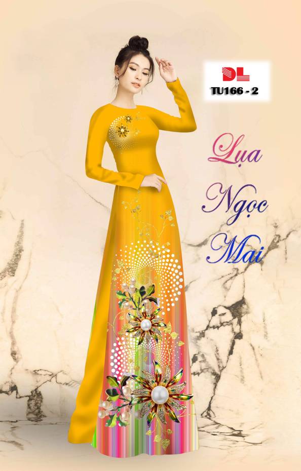 Vải Áo Dài Hoa in 3D Độc Đáo AD TU166 28 Vải Áo Dài Hoa in 3D Độc Đáo AD TU166