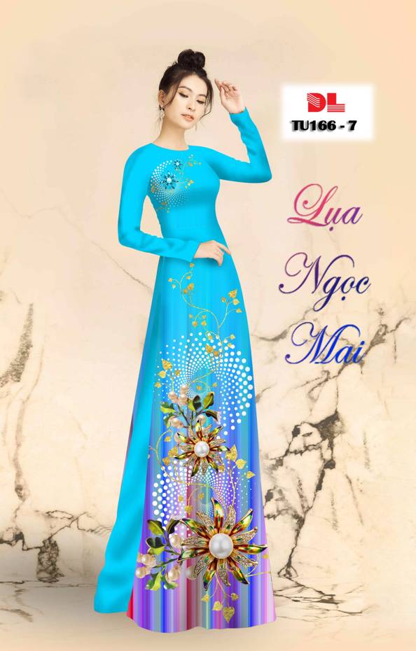 Vải Áo Dài Hoa in 3D Độc Đáo AD TU166 32 Vải Áo Dài Hoa in 3D Độc Đáo AD TU166