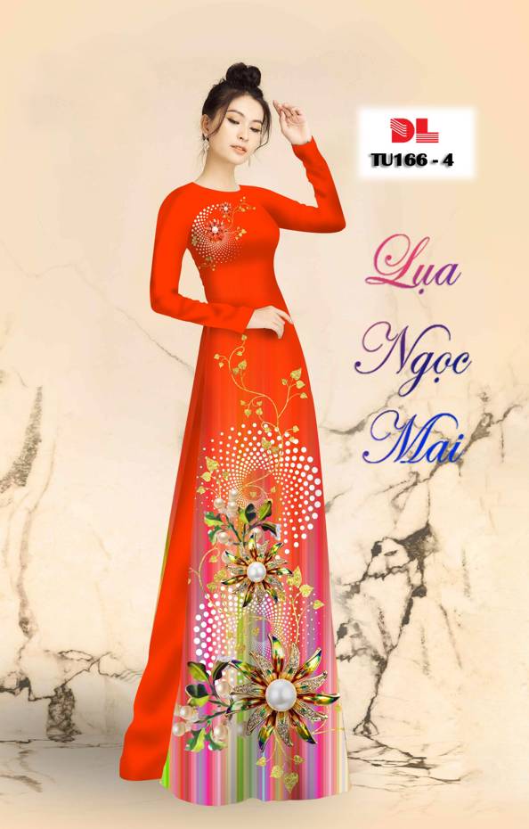 Vải Áo Dài Hoa in 3D Độc Đáo AD TU166 30 Vải Áo Dài Hoa in 3D Độc Đáo AD TU166