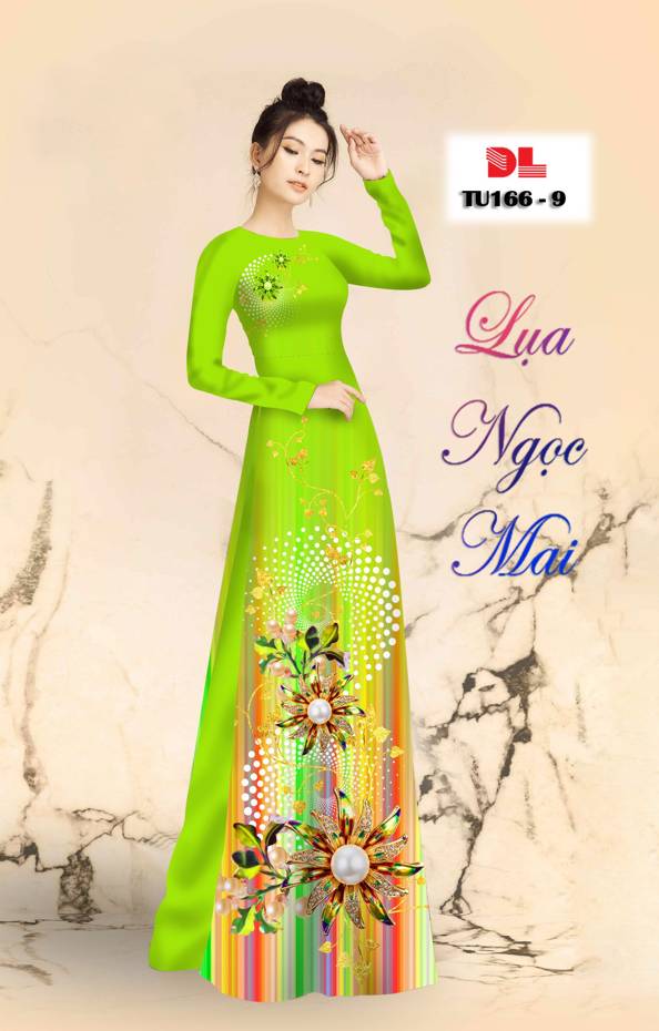 Vải Áo Dài Hoa in 3D Độc Đáo AD TU166 34 Vải Áo Dài Hoa in 3D Độc Đáo AD TU166
