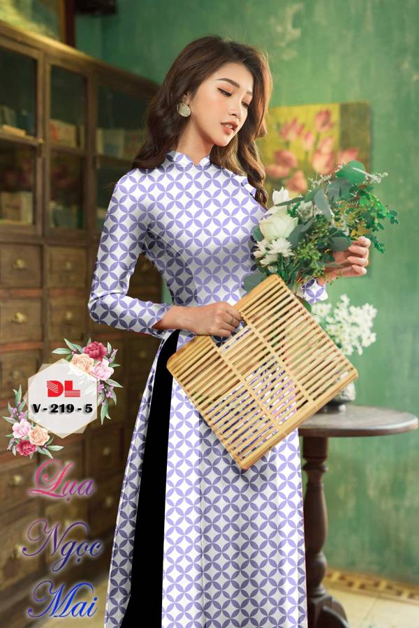 Vải Áo Dài Hoa Văn Mới Ra AD V219