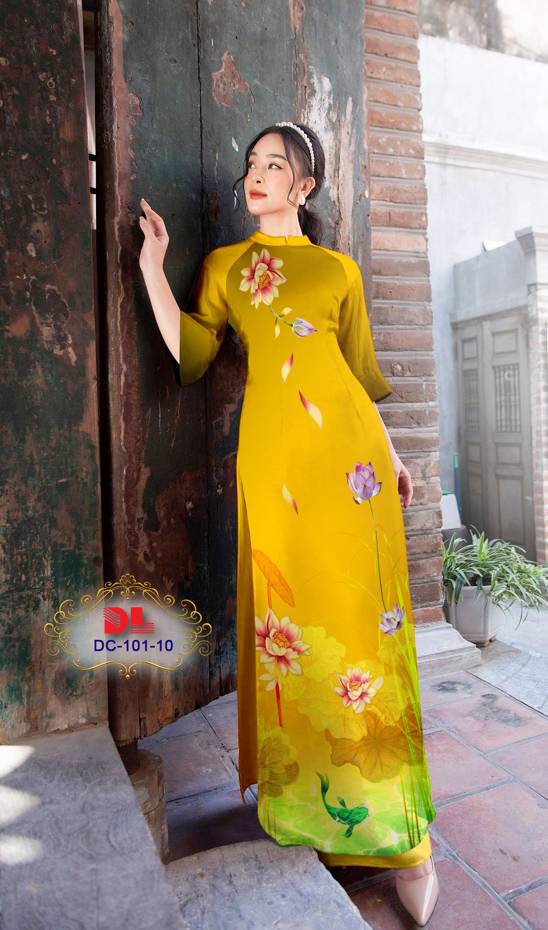 Vải Áo Dài Hoa Sen Kiểu Mới AD DC101 30 Vải Áo Dài Hoa Sen Kiểu Mới AD DC101