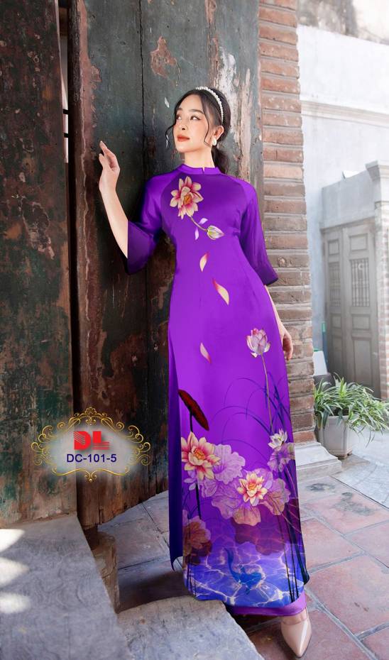 Vải Áo Dài Hoa Sen Kiểu Mới AD DC101 37 Vải Áo Dài Hoa Sen Kiểu Mới AD DC101