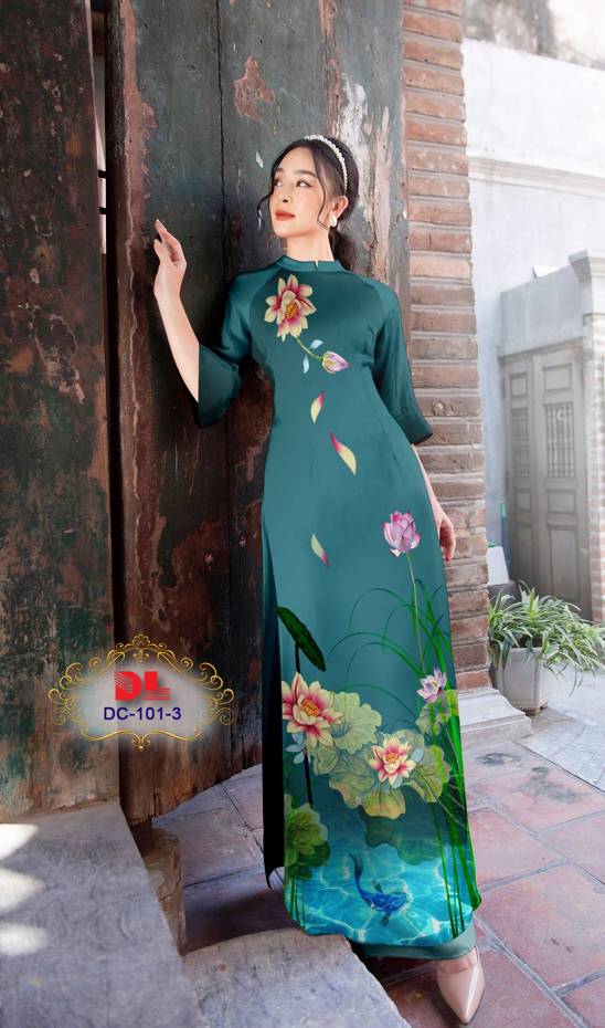 Vải Áo Dài Hoa Sen Kiểu Mới AD DC101 35 Vải Áo Dài Hoa Sen Kiểu Mới AD DC101