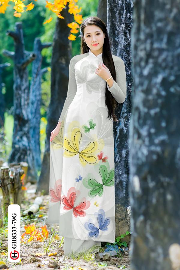 Vải Áo Dài Hoa In 3D Kiểu Mới AD GH8333 36 Vải Áo Dài Hoa In 3D Kiểu Mới AD GH8333