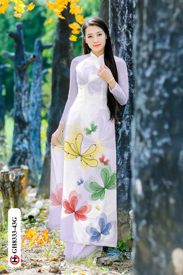 Vải Áo Dài Hoa In 3D Kiểu Mới AD GH8333 40 Vải Áo Dài Hoa In 3D Kiểu Mới AD GH8333