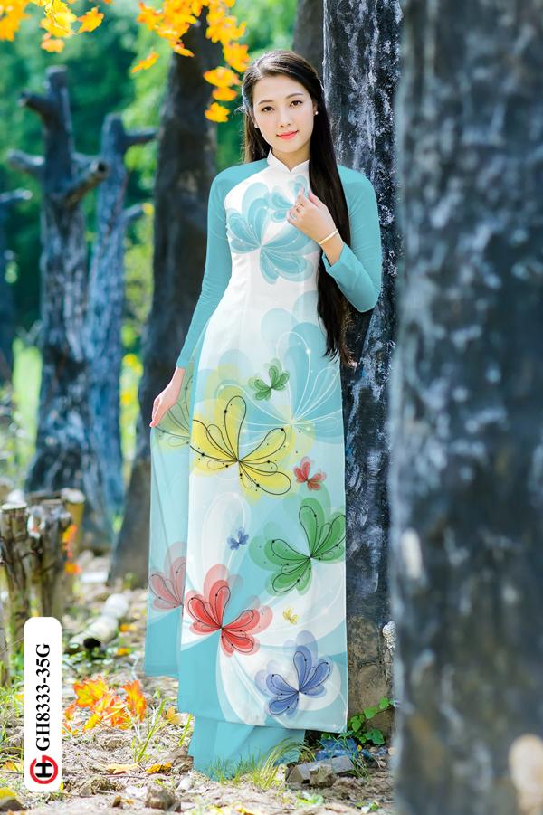 Vải Áo Dài Hoa In 3D Kiểu Mới AD GH8333 41 Vải Áo Dài Hoa In 3D Kiểu Mới AD GH8333