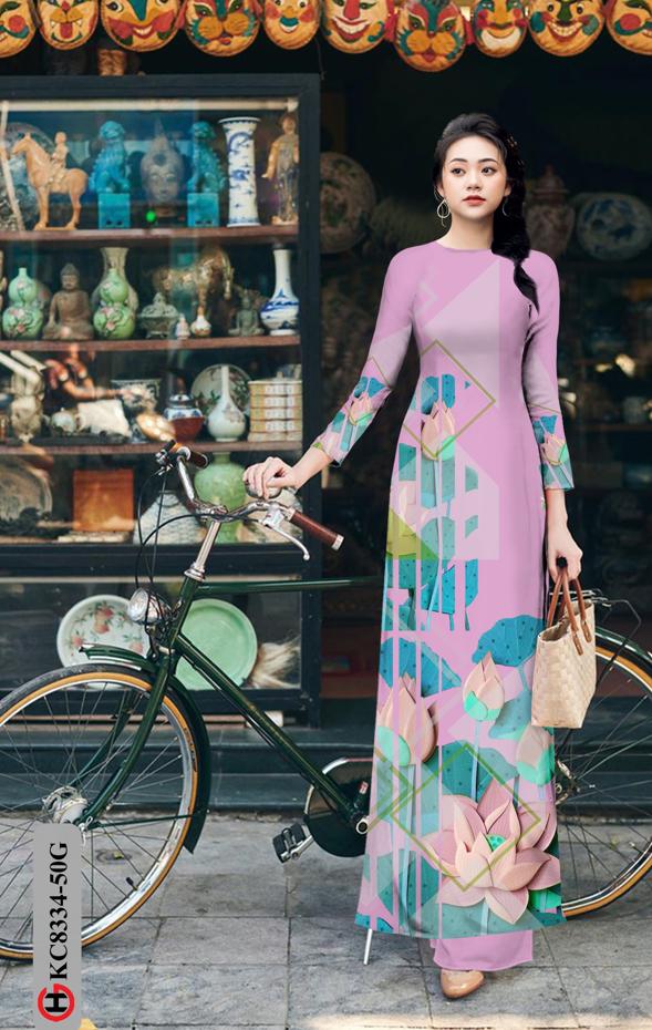 Vải Áo Dài Hoa Sen Độc Đáo AD KC8334