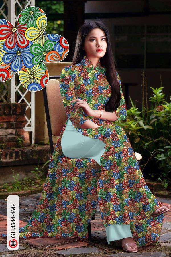 Vải Áo Dài Hoa Văn Vừa Ra AD GH8344 40 Vải Áo Dài Hoa Văn Vừa Ra AD GH8344