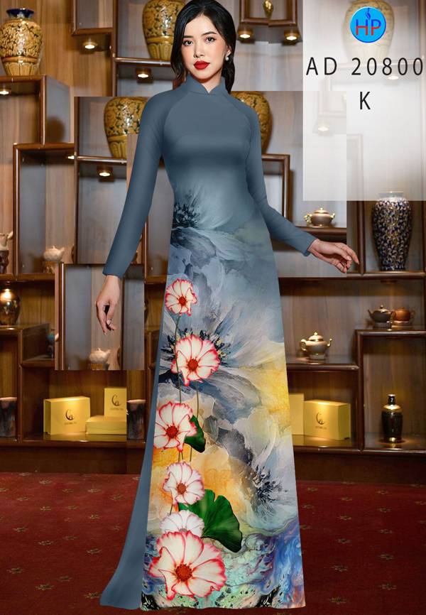 Vải Áo Dài Hoa In 3D Thiết Kế 2021 AD 20800 55 Vải Áo Dài Hoa In 3D Thiết Kế 2021 AD 20800