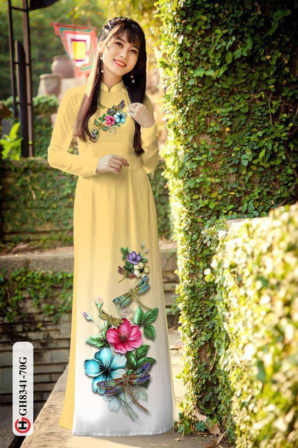 Vải Áo Dài Hoa In 3D Độc Đáo AD GH8341 36 Vải Áo Dài Hoa In 3D Độc Đáo AD GH8341