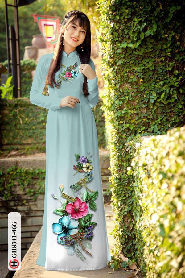 Vải Áo Dài Hoa In 3D Độc Đáo AD GH8341 37 Vải Áo Dài Hoa In 3D Độc Đáo AD GH8341