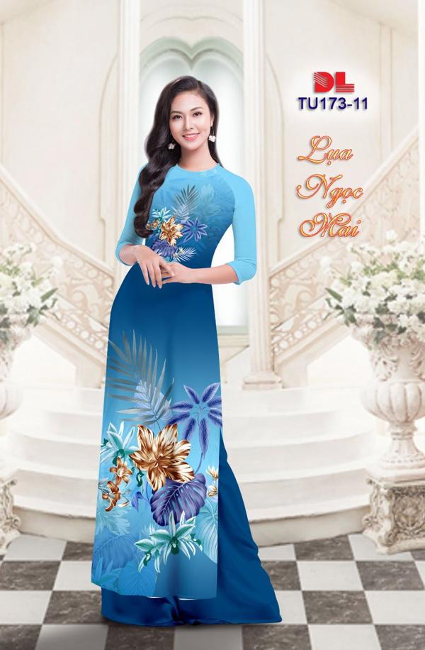 Vải Áo Dài Hoa In 3D Kiểu Mới AD TU173 30 Vải Áo Dài Hoa In 3D Kiểu Mới AD TU173