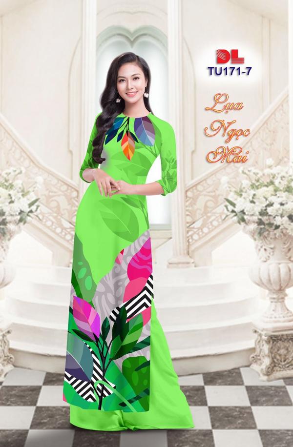 Vải Áo Dài Hình Lá Kiểu Mới AD TU171 22 Vải Áo Dài Hình Lá Kiểu Mới AD TU171