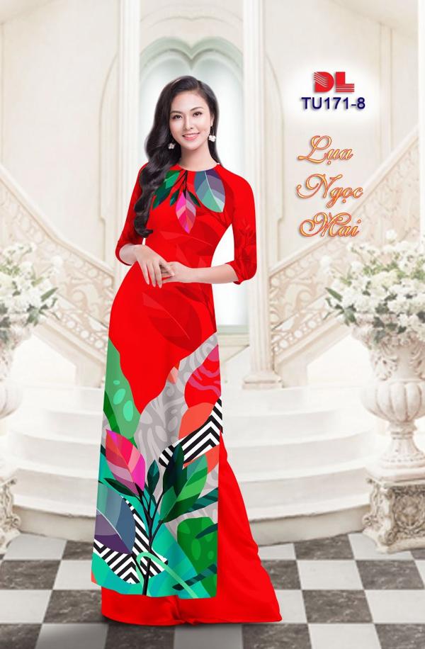 Vải Áo Dài Hình Lá Kiểu Mới AD TU171 23 Vải Áo Dài Hình Lá Kiểu Mới AD TU171