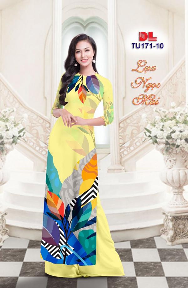 Vải Áo Dài Hình Lá Kiểu Mới AD TU171 25 Vải Áo Dài Hình Lá Kiểu Mới AD TU171