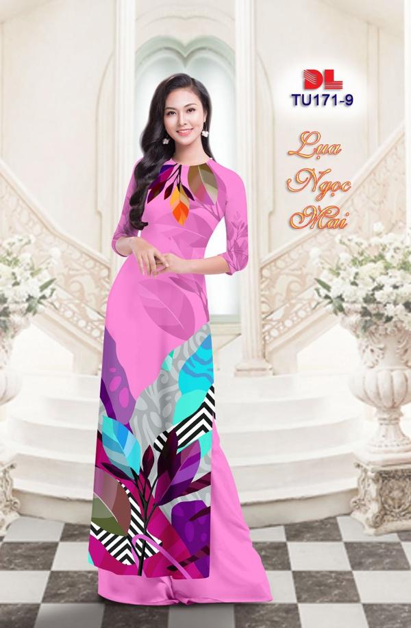 Vải Áo Dài Hình Lá Kiểu Mới AD TU171 24 Vải Áo Dài Hình Lá Kiểu Mới AD TU171