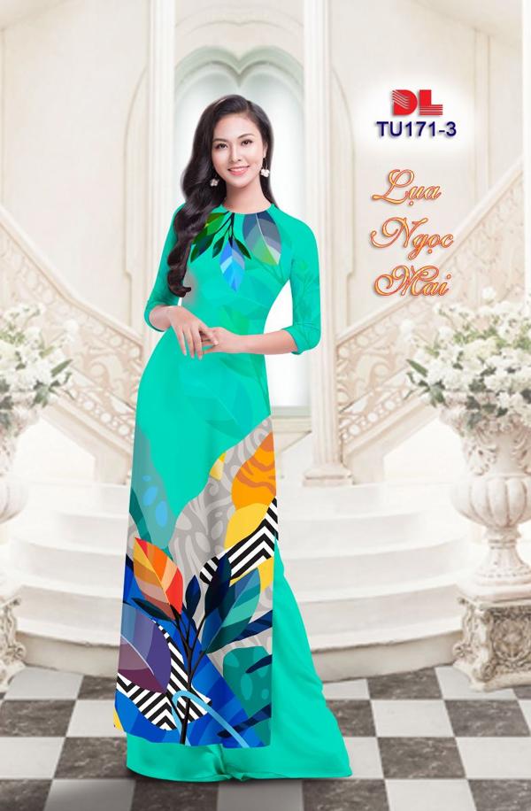 Vải Áo Dài Hình Lá Kiểu Mới AD TU171 28 Vải Áo Dài Hình Lá Kiểu Mới AD TU171