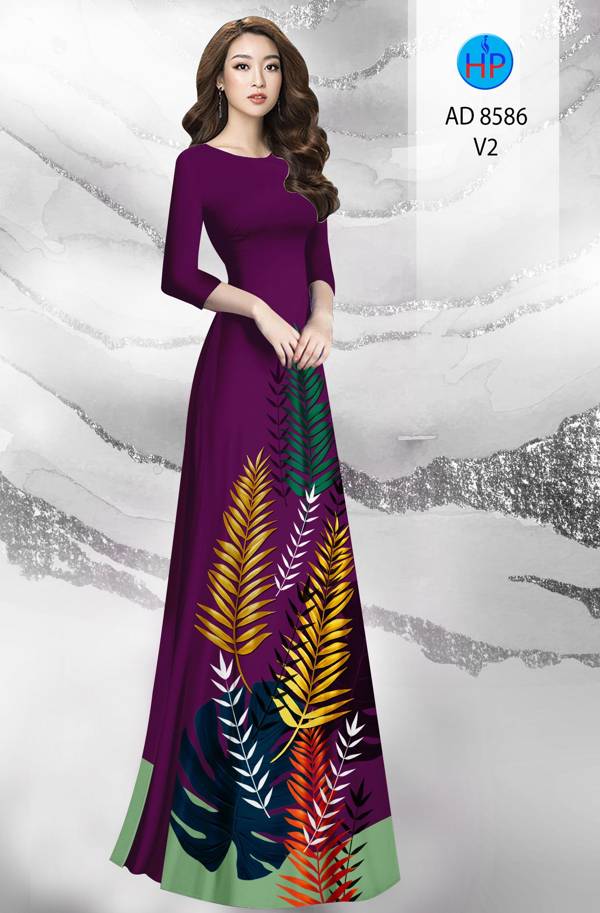 Vải Áo Dài Hình Lá Kiểu Mới AD 8586 48 Vải Áo Dài Hình Lá Kiểu Mới AD 8586
