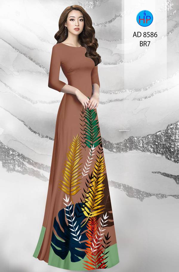 Vải Áo Dài Hình Lá Kiểu Mới AD 8586 47 Vải Áo Dài Hình Lá Kiểu Mới AD 8586