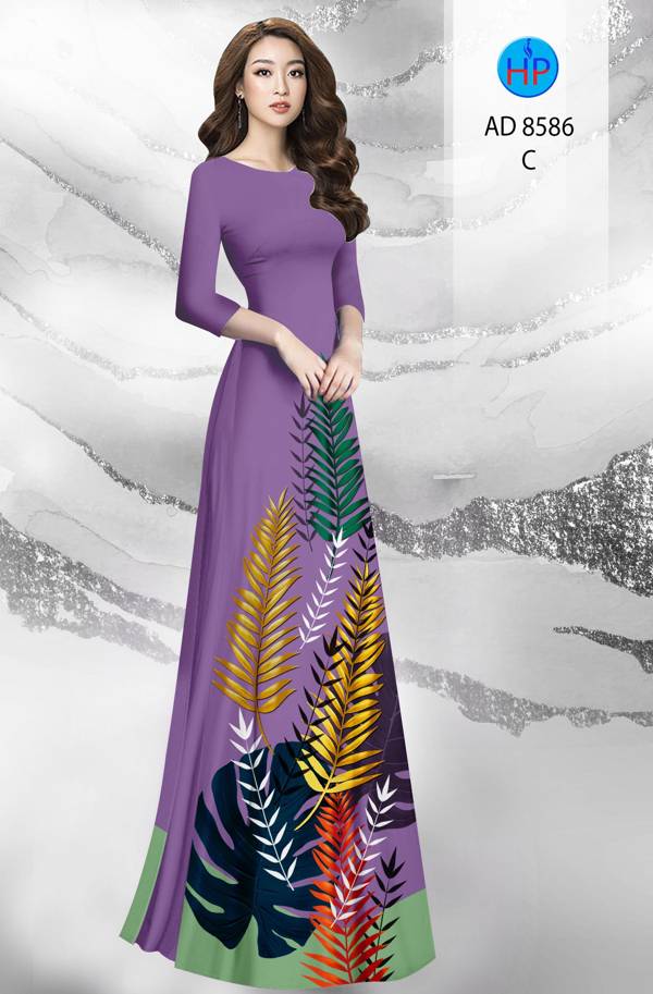 Vải Áo Dài Hình Lá Kiểu Mới AD 8586 53 Vải Áo Dài Hình Lá Kiểu Mới AD 8586