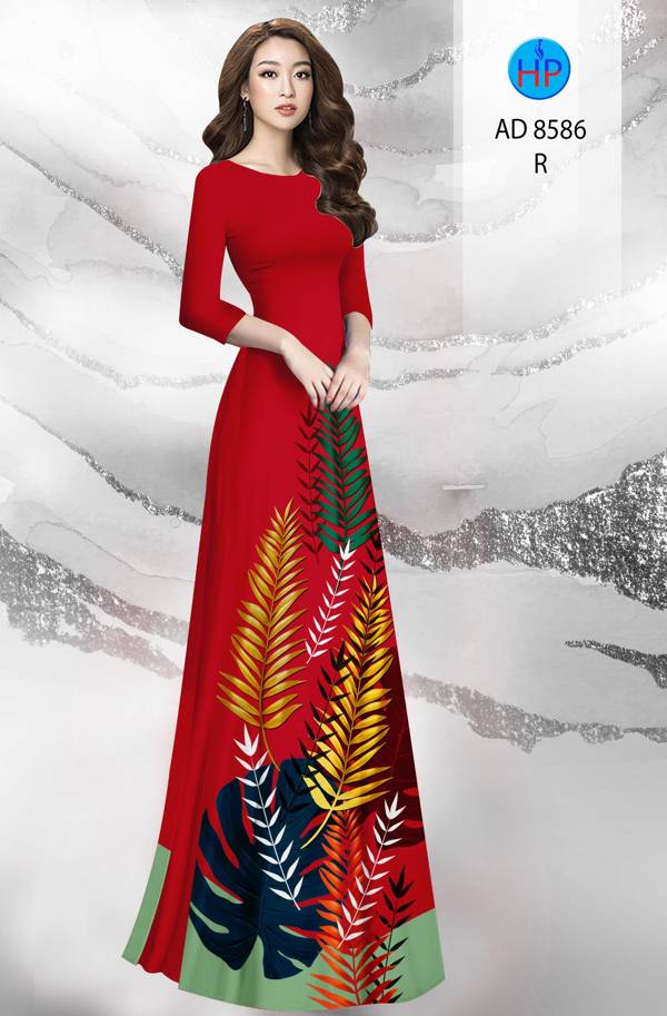 Vải Áo Dài Hình Lá Kiểu Mới AD 8586 51 Vải Áo Dài Hình Lá Kiểu Mới AD 8586