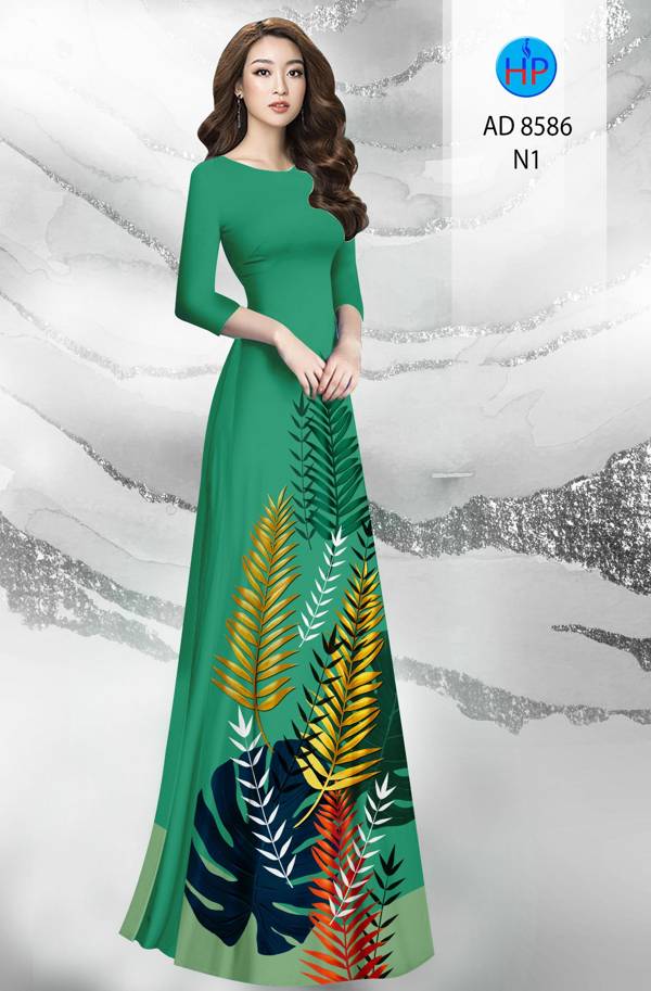 Vải Áo Dài Hình Lá Kiểu Mới AD 8586 55 Vải Áo Dài Hình Lá Kiểu Mới AD 8586