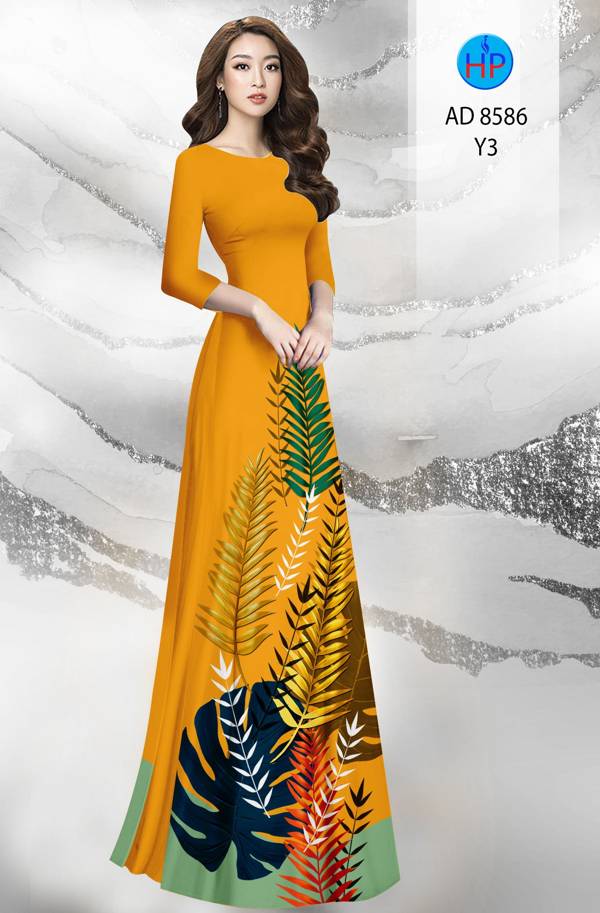 Vải Áo Dài Hình Lá Kiểu Mới AD 8586 56 Vải Áo Dài Hình Lá Kiểu Mới AD 8586