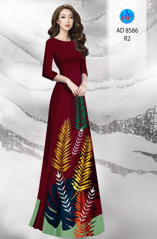 Vải Áo Dài Hình Lá Kiểu Mới AD 8586 58 Vải Áo Dài Hình Lá Kiểu Mới AD 8586