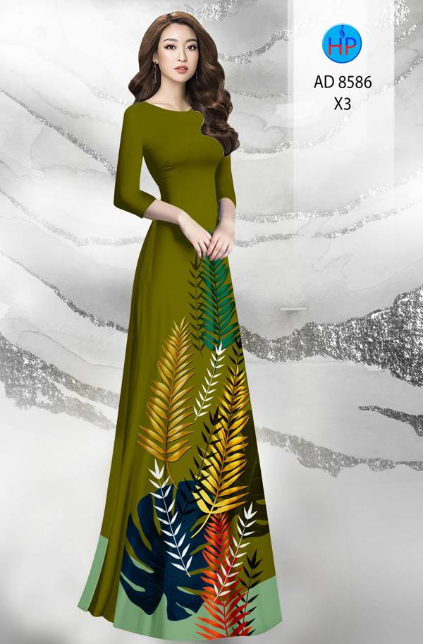 Vải Áo Dài Hình Lá Kiểu Mới AD 8586 57 Vải Áo Dài Hình Lá Kiểu Mới AD 8586