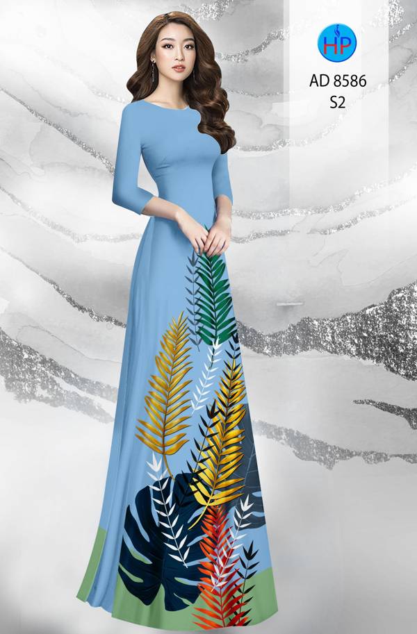 Vải Áo Dài Hình Lá Kiểu Mới AD 8586 59 Vải Áo Dài Hình Lá Kiểu Mới AD 8586