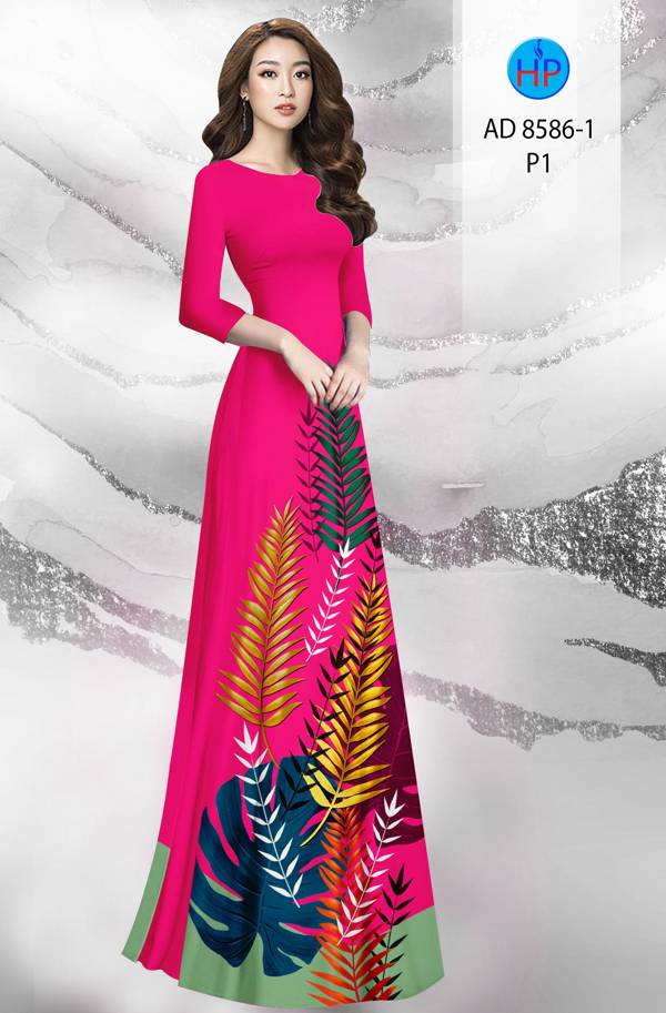 Vải Áo Dài Hình Lá Kiểu Mới AD 8586 61 Vải Áo Dài Hình Lá Kiểu Mới AD 8586