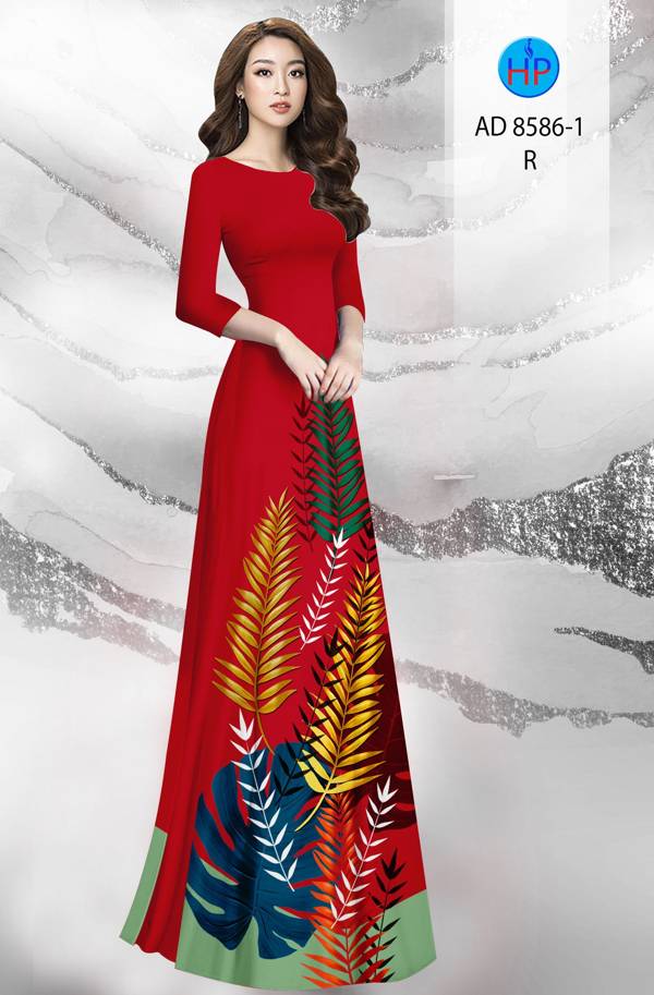 Vải Áo Dài Hình Lá Kiểu Mới AD 8586 64 Vải Áo Dài Hình Lá Kiểu Mới AD 8586