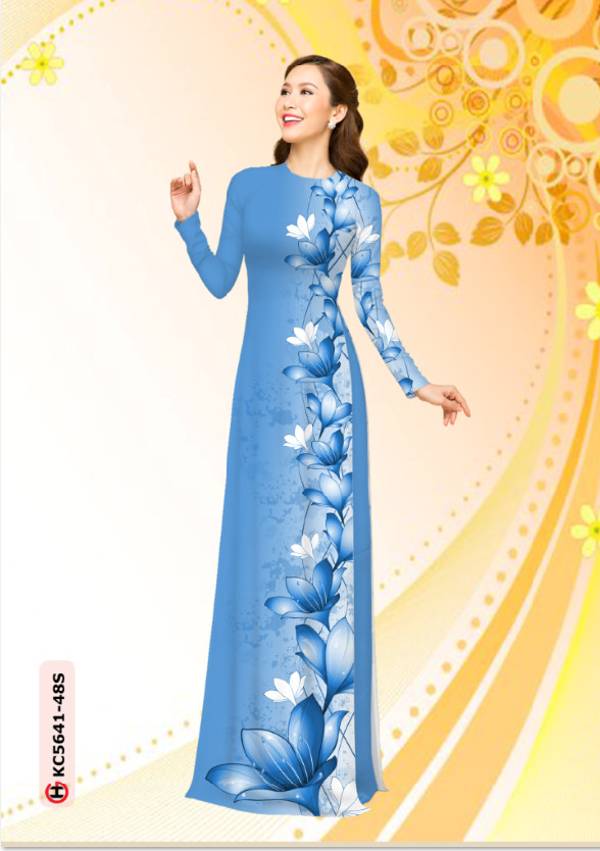 Vải Áo Dài Hoa In 3D Kiểu Mới AD KC5641 30 Vải Áo Dài Hoa In 3D Kiểu Mới AD KC5641