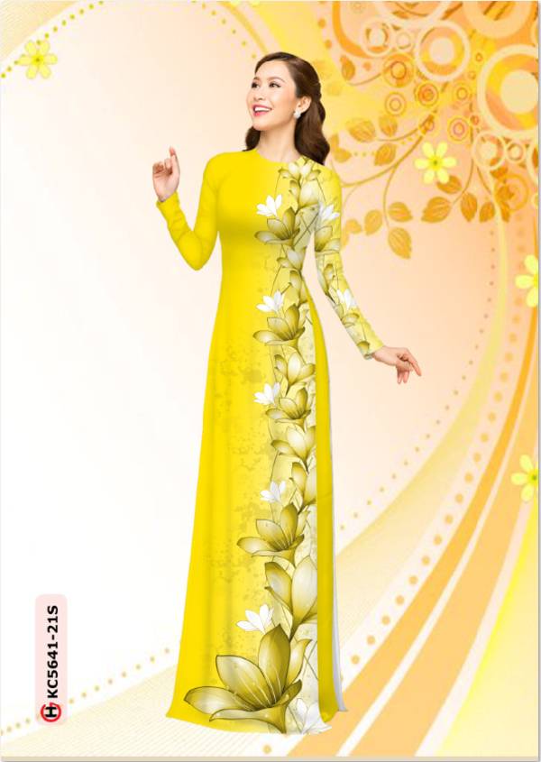 Vải Áo Dài Hoa In 3D Kiểu Mới AD KC5641 35 Vải Áo Dài Hoa In 3D Kiểu Mới AD KC5641
