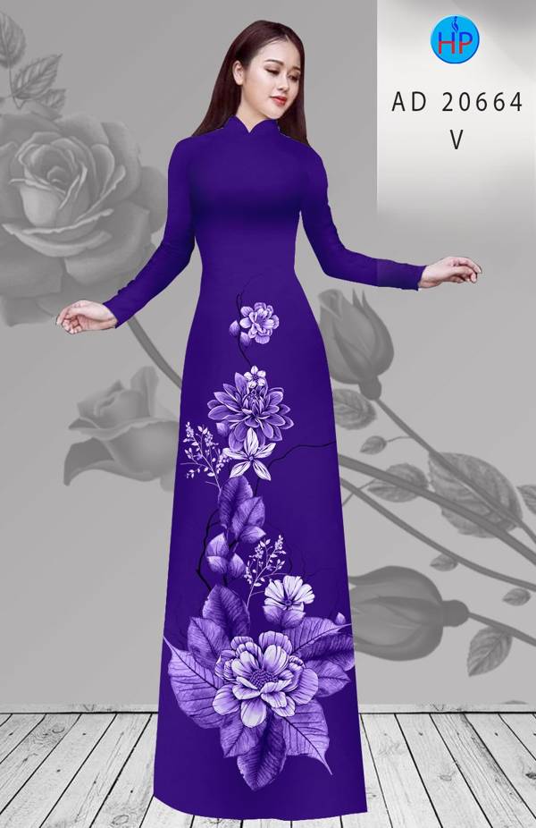 Vải Áo Dài Hoa In 3D Độc Đáo AD 20664 40 Vải Áo Dài Hoa In 3D Độc Đáo AD 20664
