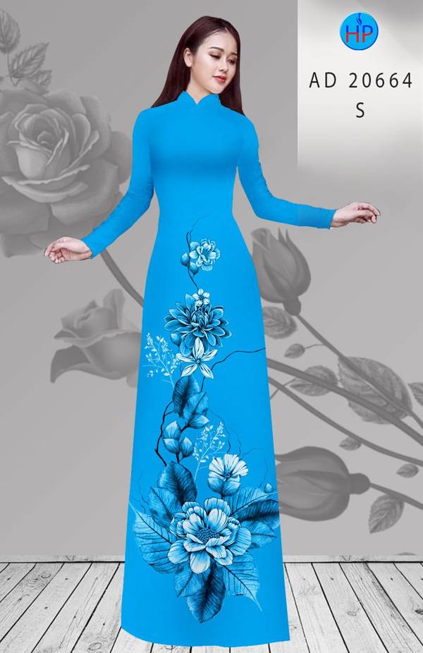 Vải Áo Dài Hoa In 3D Độc Đáo AD 20664 43 Vải Áo Dài Hoa In 3D Độc Đáo AD 20664