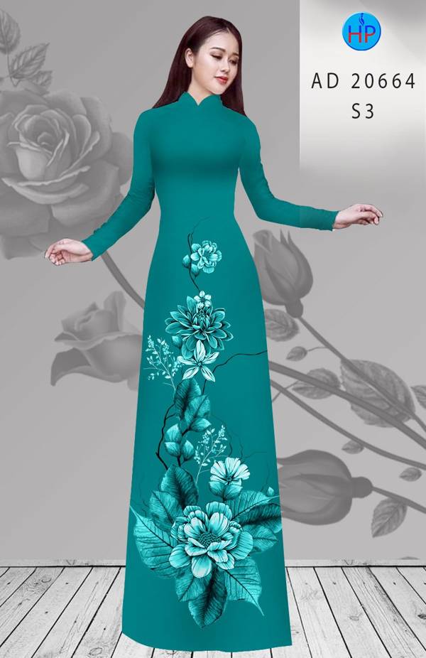 Vải Áo Dài Hoa In 3D Độc Đáo AD 20664 42 Vải Áo Dài Hoa In 3D Độc Đáo AD 20664