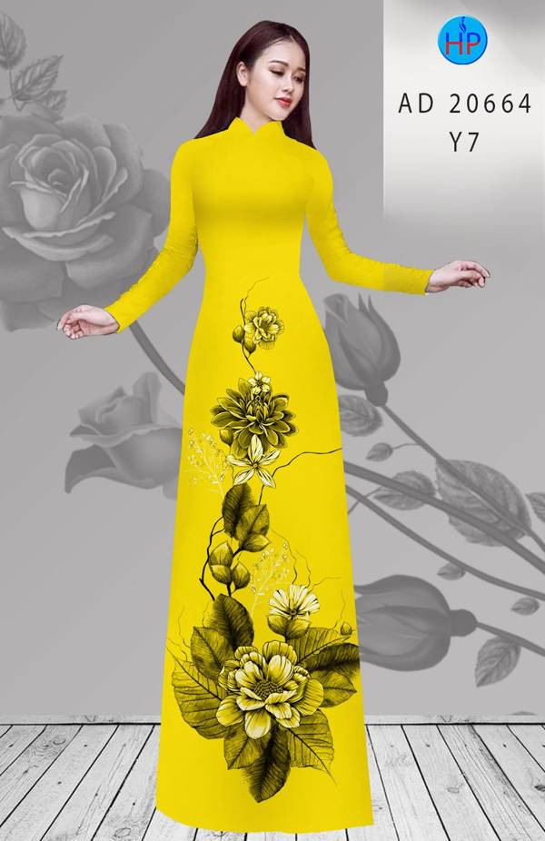 Vải Áo Dài Hoa In 3D Độc Đáo AD 20664 48 Vải Áo Dài Hoa In 3D Độc Đáo AD 20664