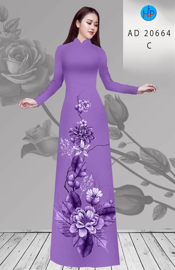 Vải Áo Dài Hoa In 3D Độc Đáo AD 20664 50 Vải Áo Dài Hoa In 3D Độc Đáo AD 20664