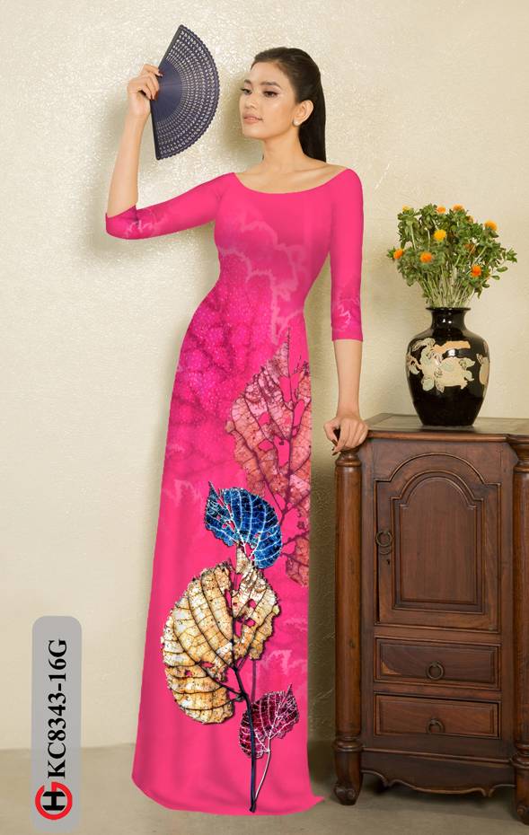 Vải Áo Dài In Hình Lá Độc Đáo AD KC8343 47 Vải Áo Dài In Hình Lá Độc Đáo AD KC8343