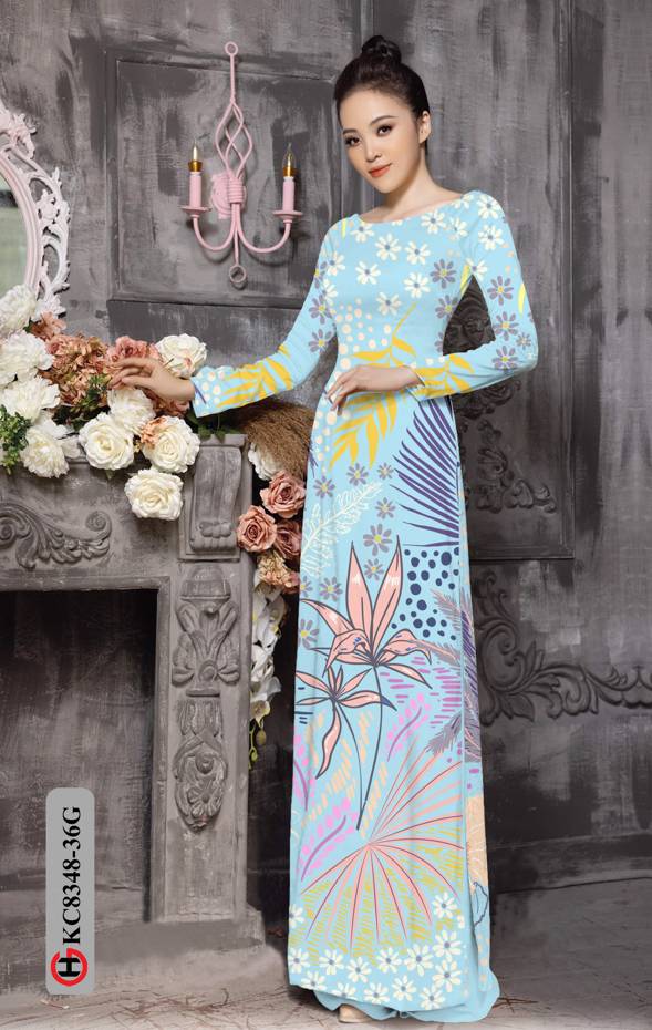 Vải Áo Dài Hoa In 3D Kiểu Mới AD KC8348 47 Vải Áo Dài Hoa In 3D Kiểu Mới AD KC8348