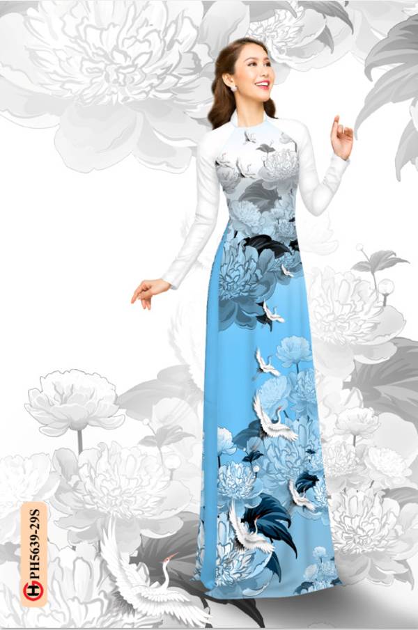 Vải Áo Dài Chim Cò Độc Đáo AD PH5639 45 Vải Áo Dài Chim Cò Độc Đáo AD PH5639