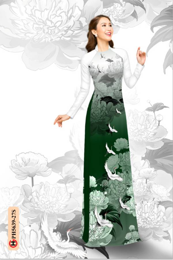 Vải Áo Dài Chim Cò Độc Đáo AD PH5639 46 Vải Áo Dài Chim Cò Độc Đáo AD PH5639