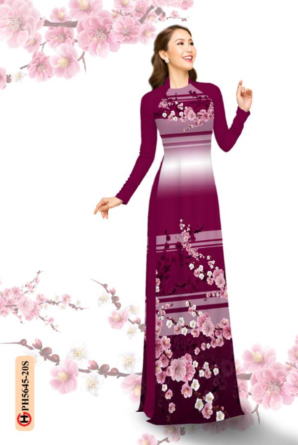 Vải Áo Dài Hoa Văn Hoa Đào Mới Ra AD PH5645 35 Vải Áo Dài Hoa Văn Hoa Đào Mới Ra AD PH5645