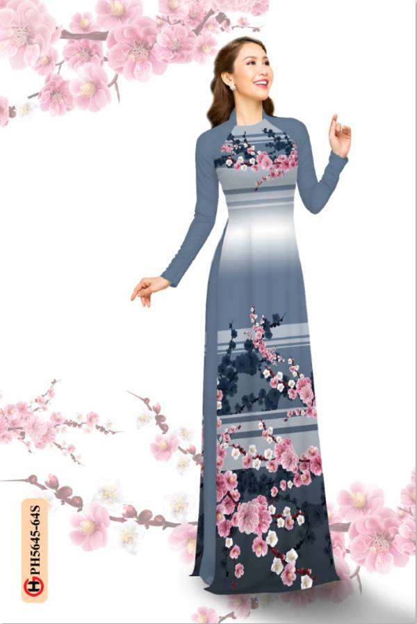 Vải Áo Dài Hoa Văn Hoa Đào Mới Ra AD PH5645 40 Vải Áo Dài Hoa Văn Hoa Đào Mới Ra AD PH5645