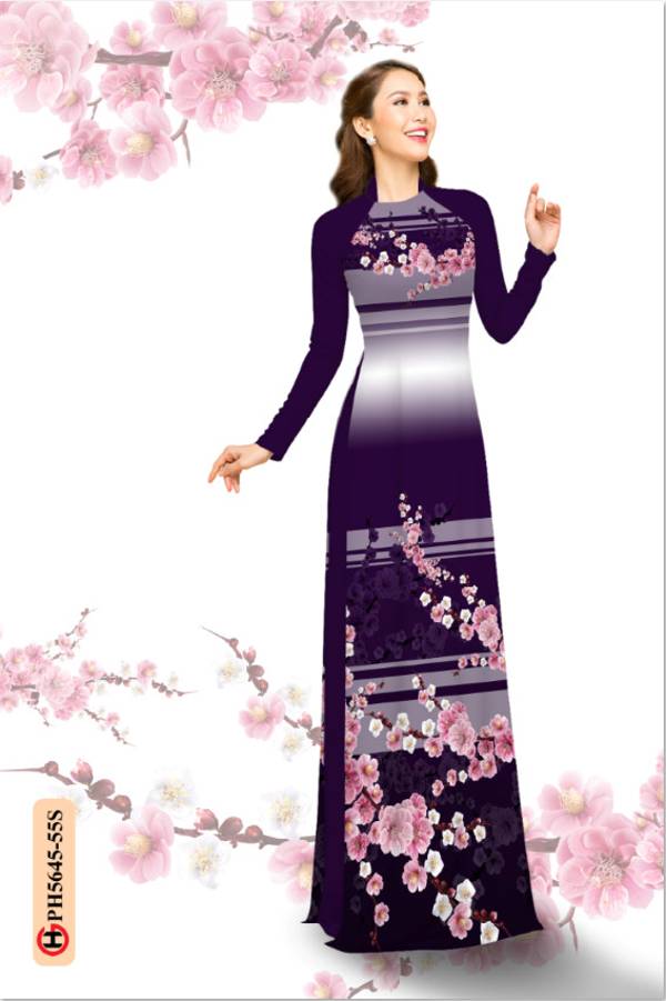 Vải Áo Dài Hoa Văn Hoa Đào Mới Ra AD PH5645 43 Vải Áo Dài Hoa Văn Hoa Đào Mới Ra AD PH5645