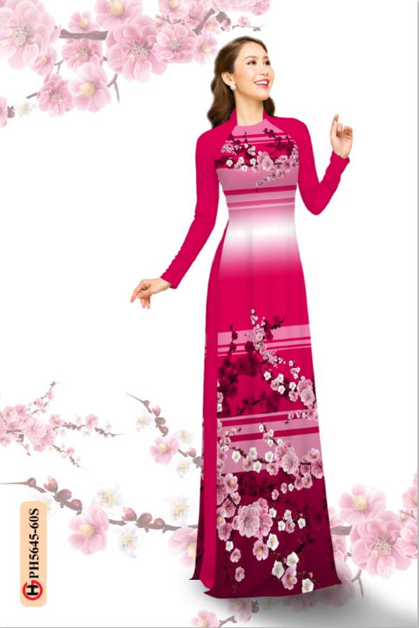 Vải Áo Dài Hoa Văn Hoa Đào Mới Ra AD PH5645 42 Vải Áo Dài Hoa Văn Hoa Đào Mới Ra AD PH5645