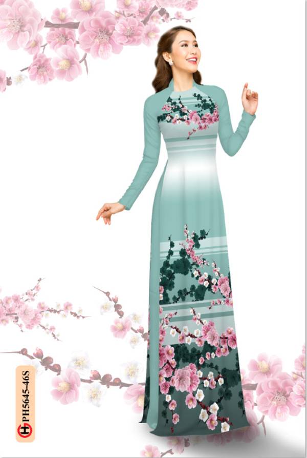 Vải Áo Dài Hoa Văn Hoa Đào Mới Ra AD PH5645 44 Vải Áo Dài Hoa Văn Hoa Đào Mới Ra AD PH5645